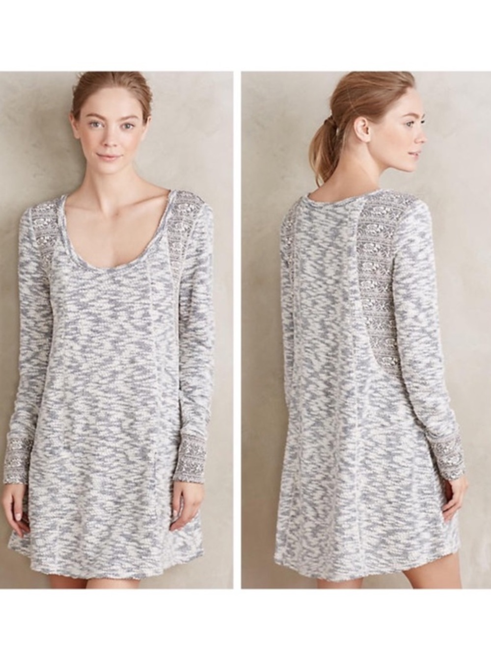 Anthropologie Saturday Sunday
Mercer Tunic Dress Gray White Marled Knit